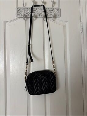 kate spade Black Quilted Leather Crossbody with Chain Strap